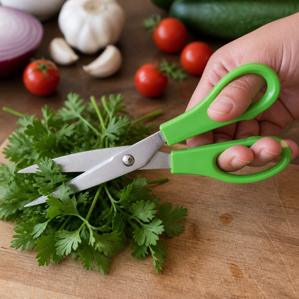 8 inch green colour coded kitchen scissors for culinary use