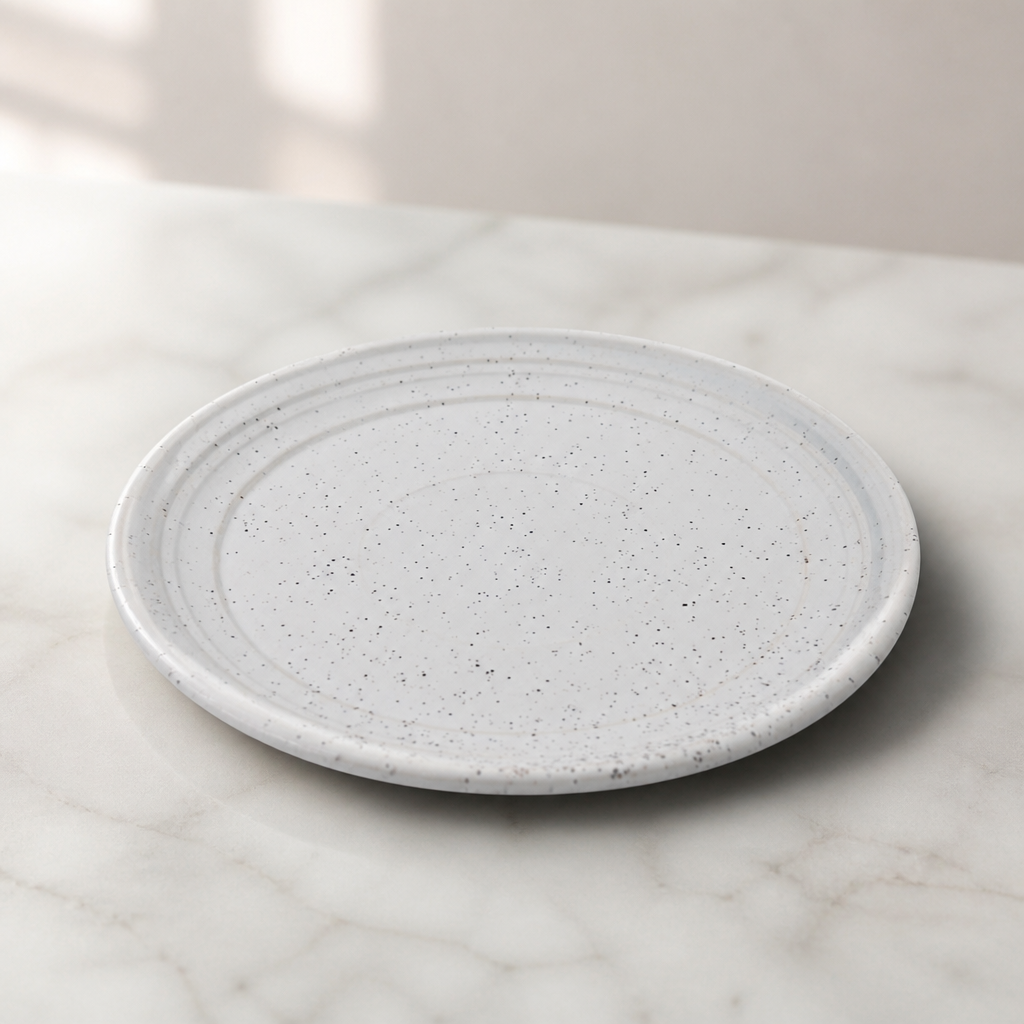Commercial Flat Round Plates Speckle 220mm 6 Pack