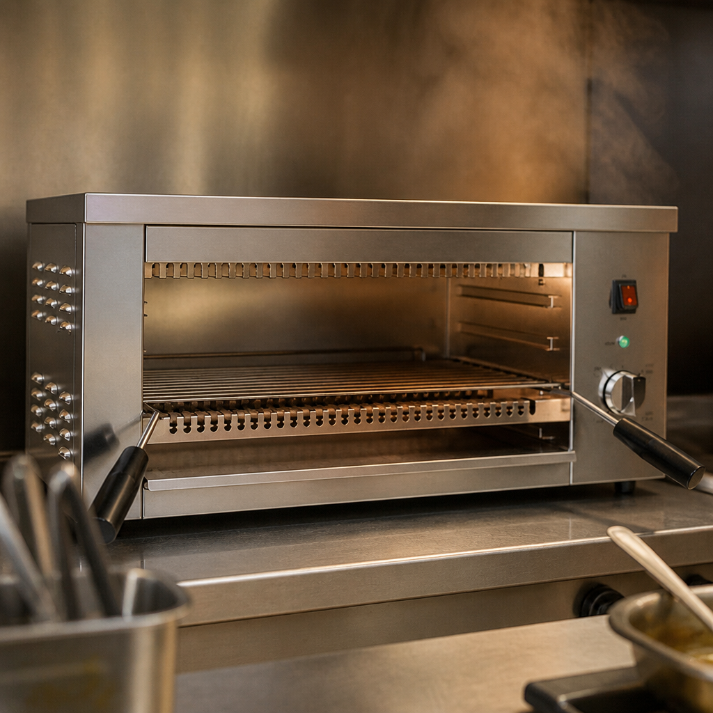 Commercial Salamander Grill 640mm with adjustable heat control