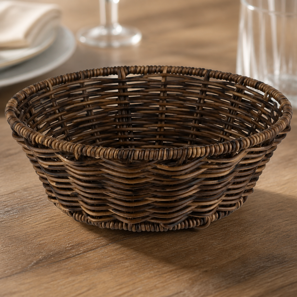 200mm Commercial Round Bread Basket with Stainless Steel Frame