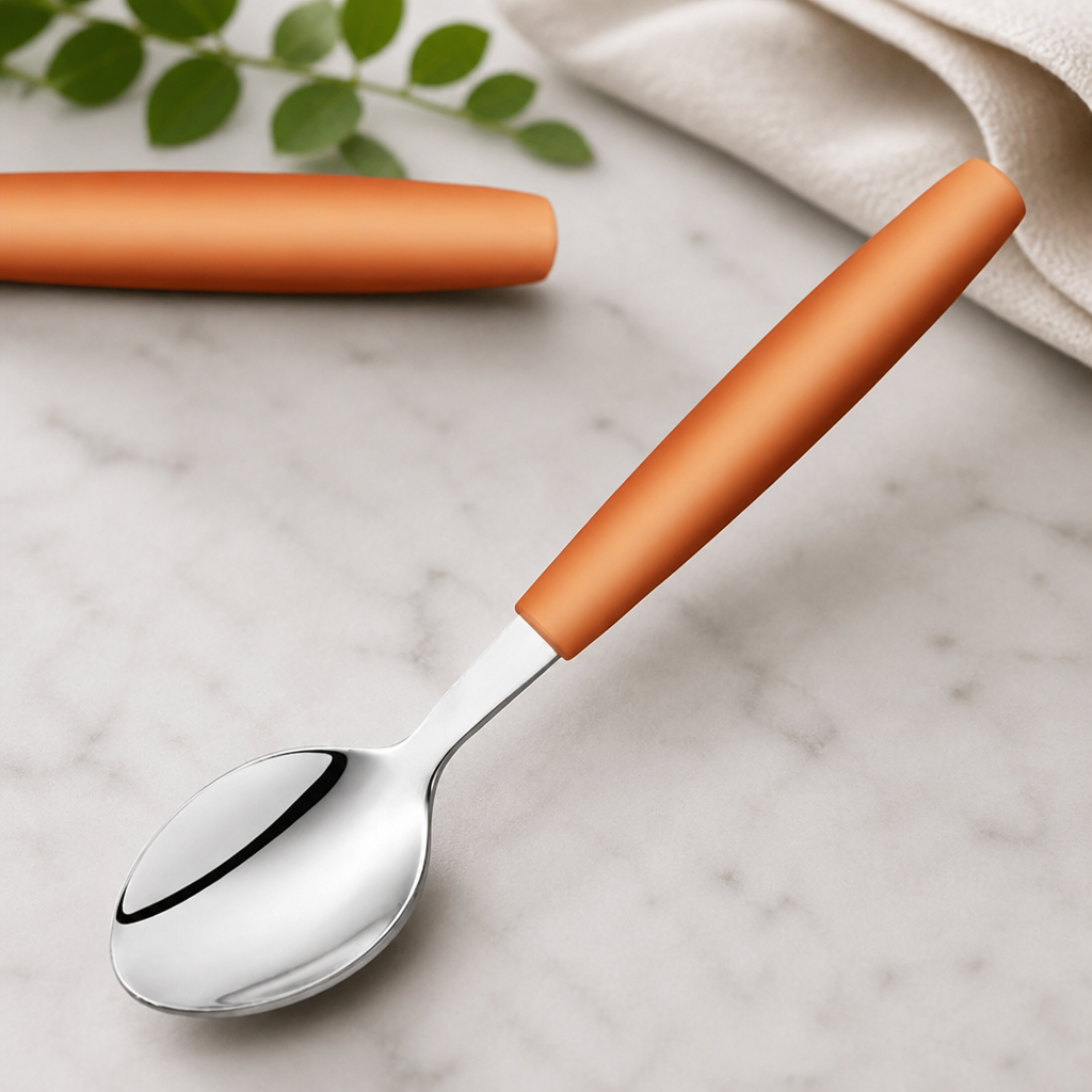 Commercial Dessert Spoons 170mm Orange Handle 12 Pack