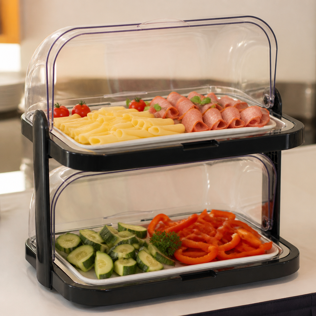 Roll Top Cool Display Tray Double Deck for catering