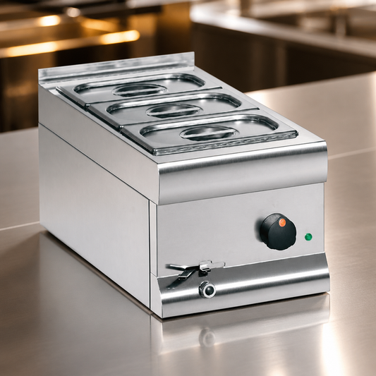 Commercial Bain Marie 3 Pan Capacity for Food Storage and Warming