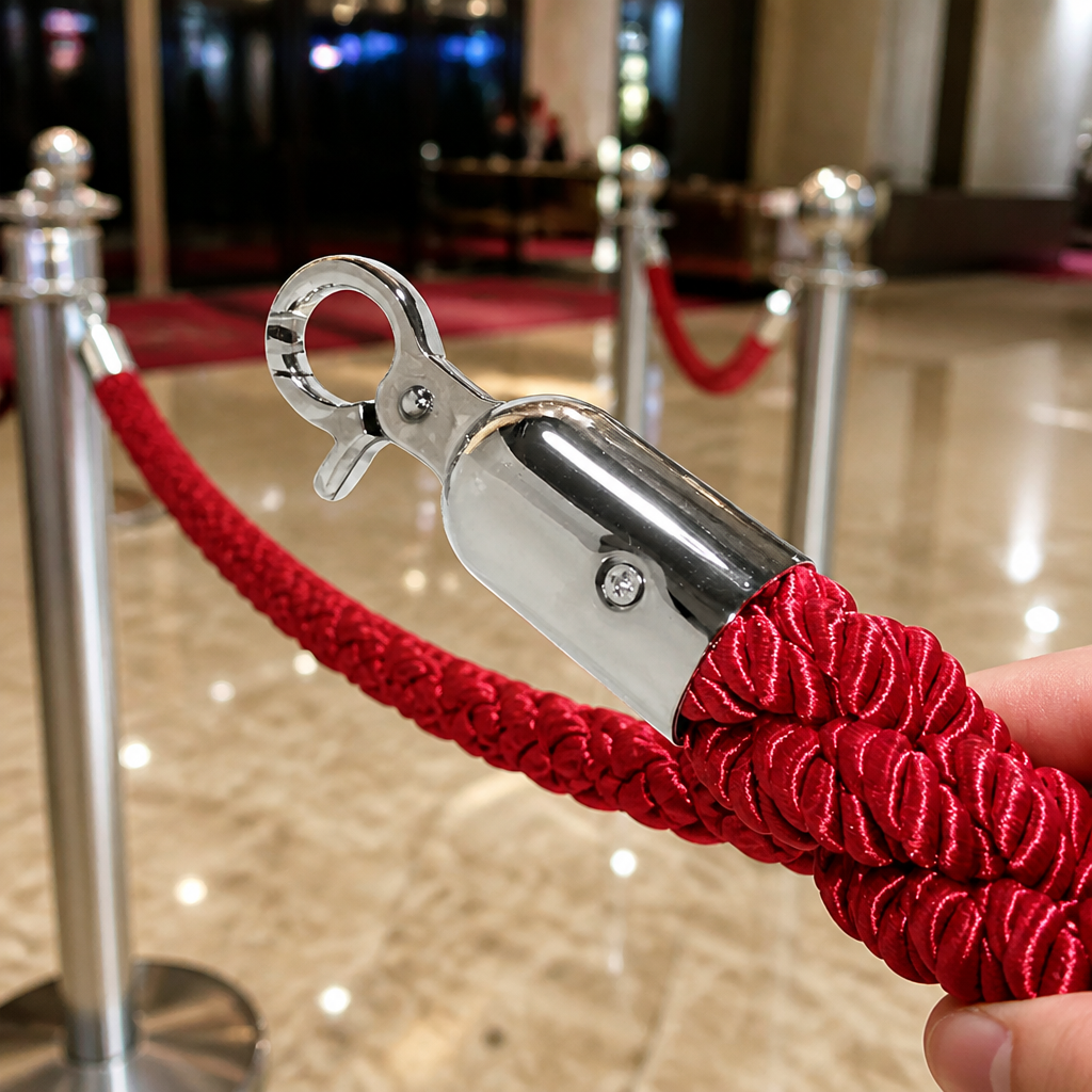 Commercial Red Twist Barrier Rope 1.5m for queuing areas