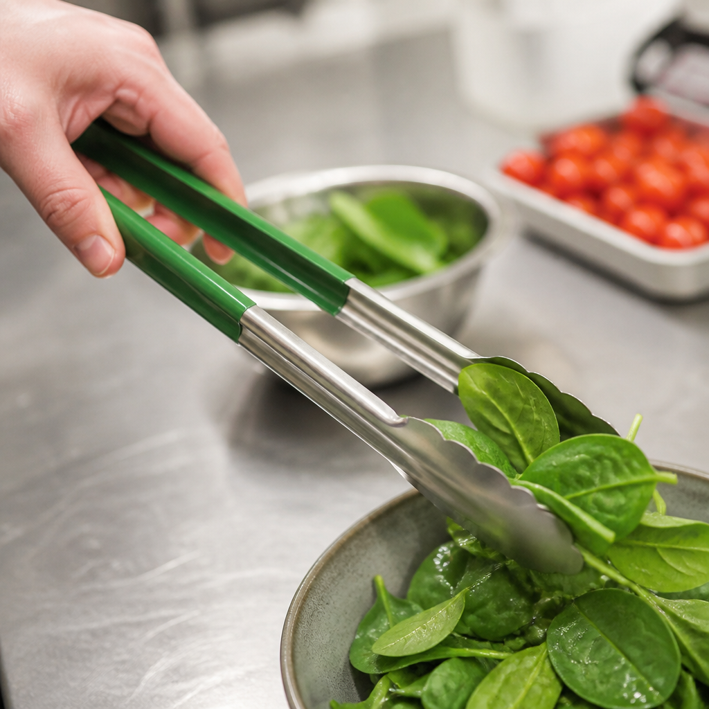 300mm Commercial Colour Coded Green Serving Tongs