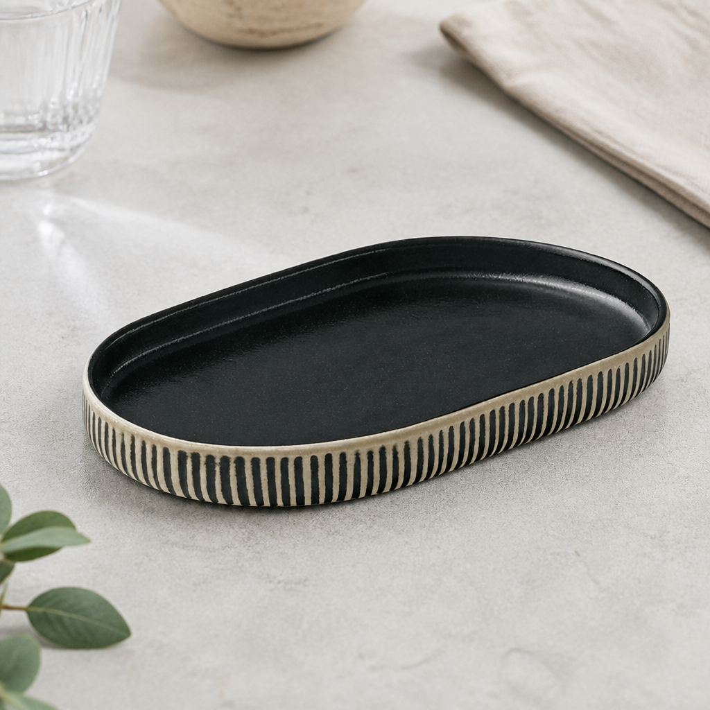 Commercial Black & Oval Plates 180x110mm 6 Pack