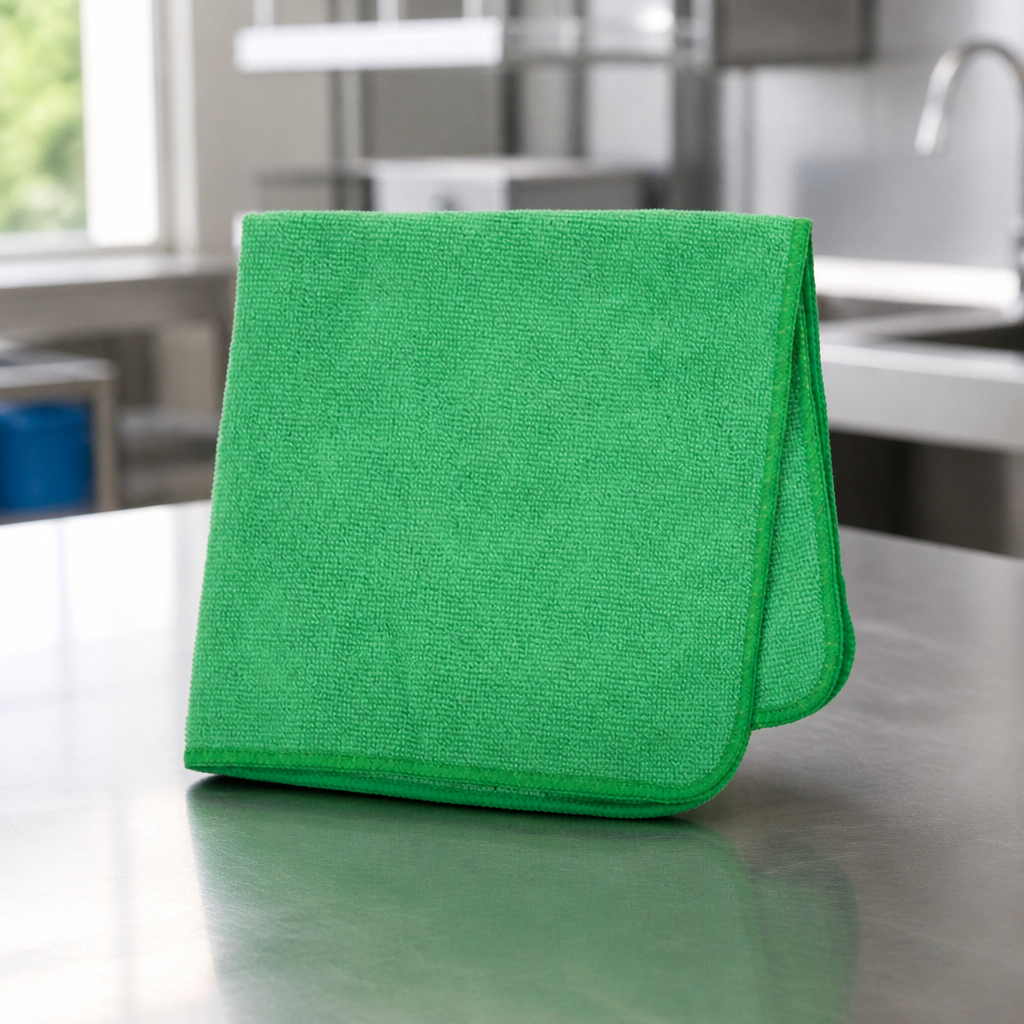 Commercial Microfibre Cleaning Cloths 400x400mm Green 24 Pack