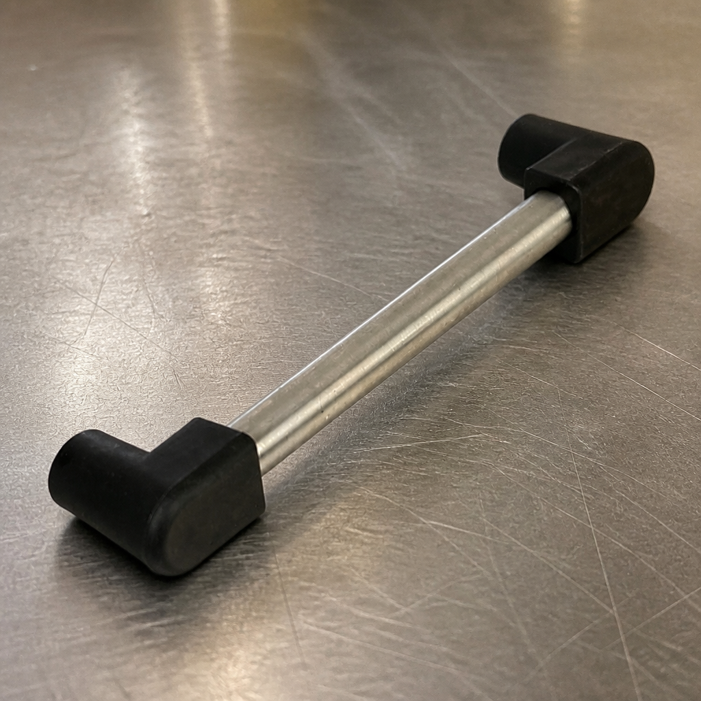 Commercial oven range door handle in silver finish, 52mm high