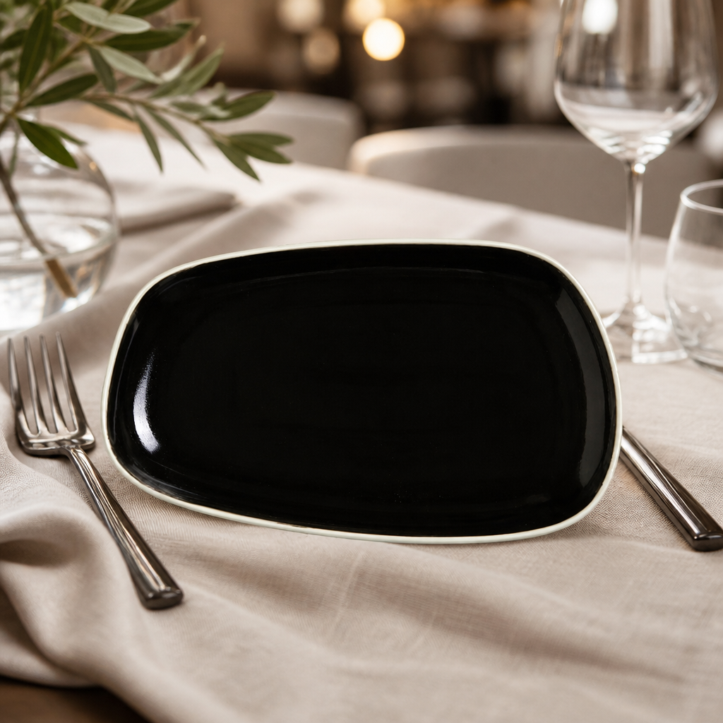 286mm Black Commercial Platters - 6 Pack Stackable Design