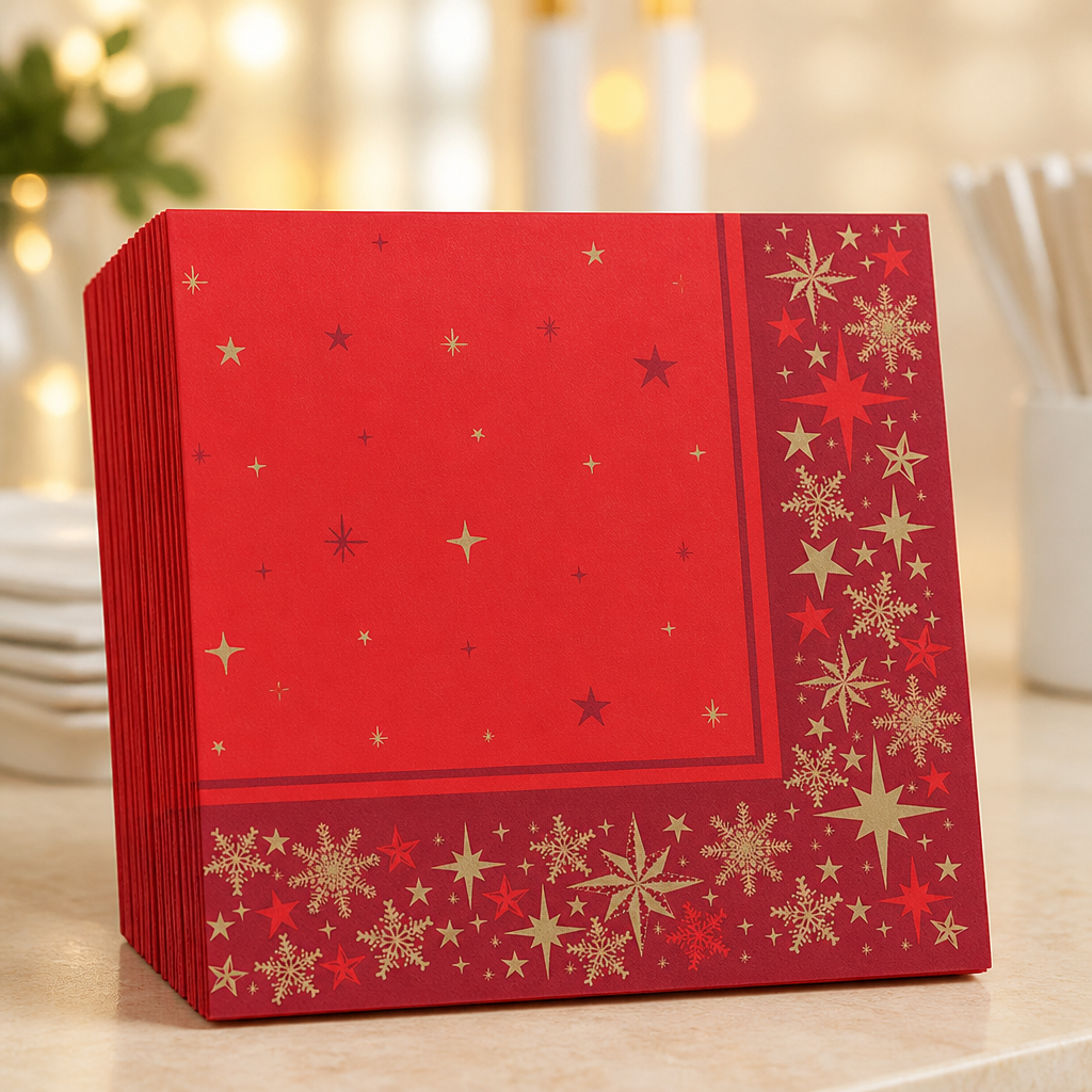 Commercial Disposable Party Napkins Merry & Bright 330mm 1000 Pack