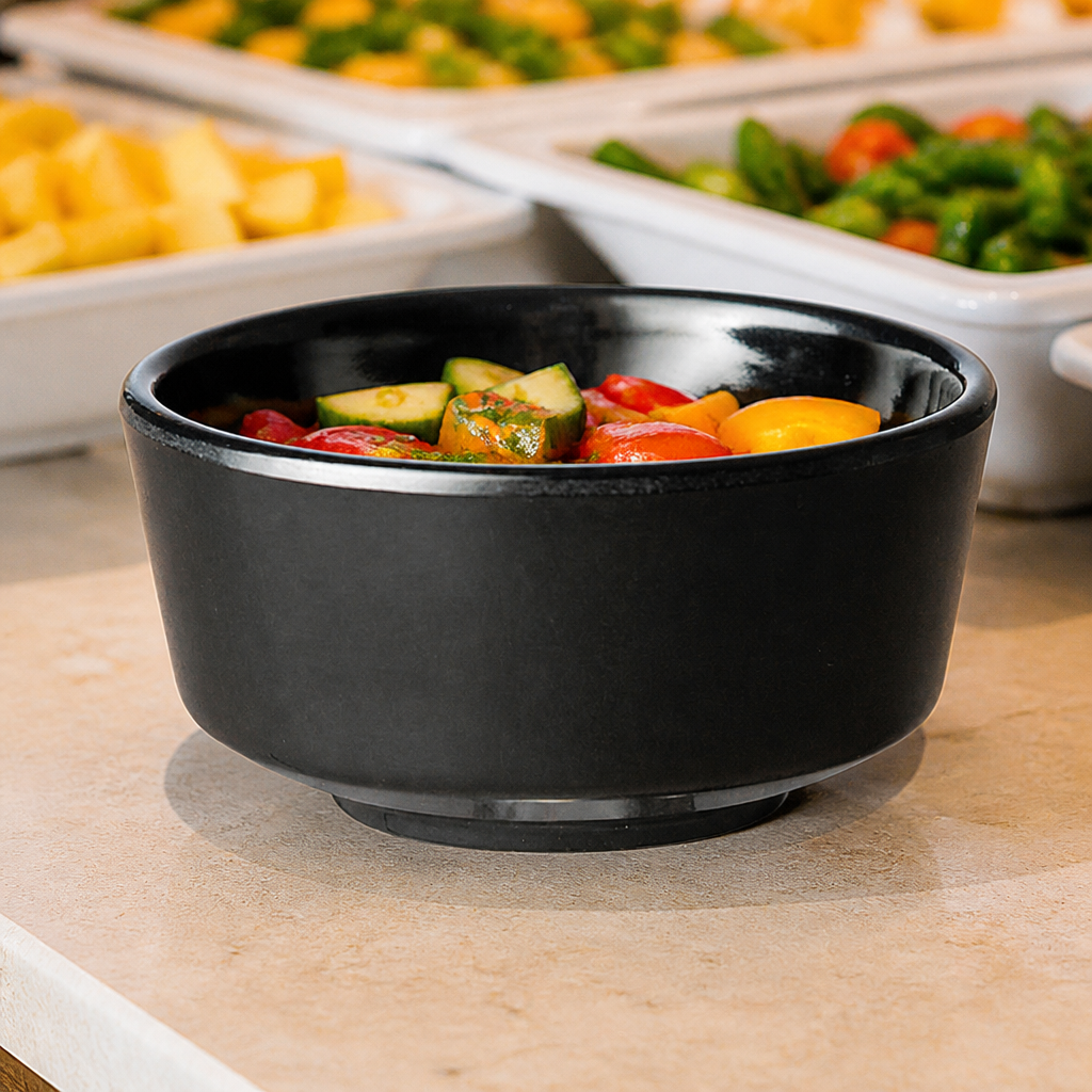 Commercial Melamine Black Round Bowl 50ml Floating Design