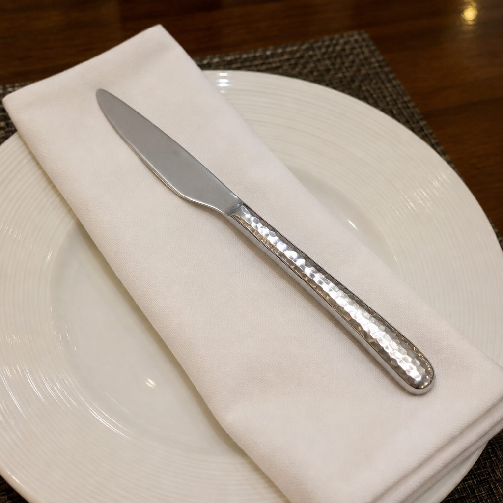 Set of 12 rustic stainless steel commercial table knives