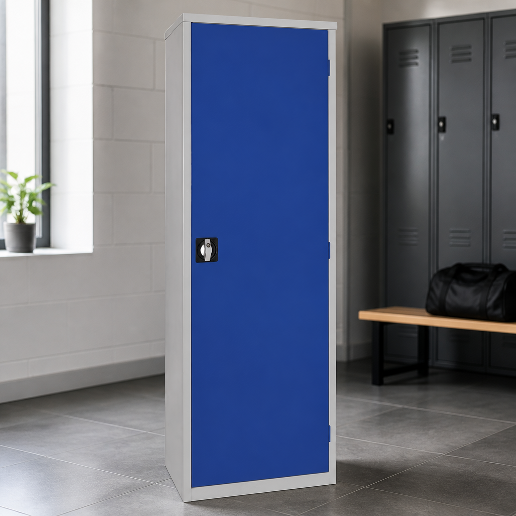 Commercial Lockable Cupboard with 3 Adjustable Shelves Blue