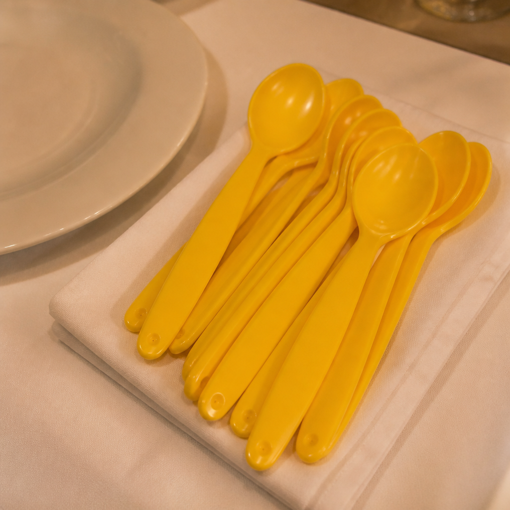 Commercial Polypropylene Spoons Yellow 12 Pack Dishwasher Safe