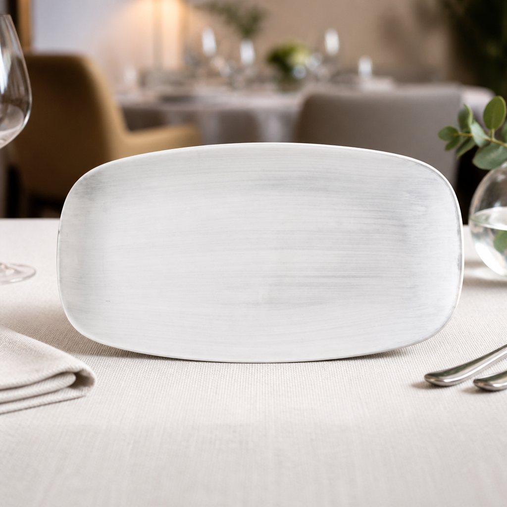 Commercial Oblong Plates 330 x 117mm Grey 6 Pack