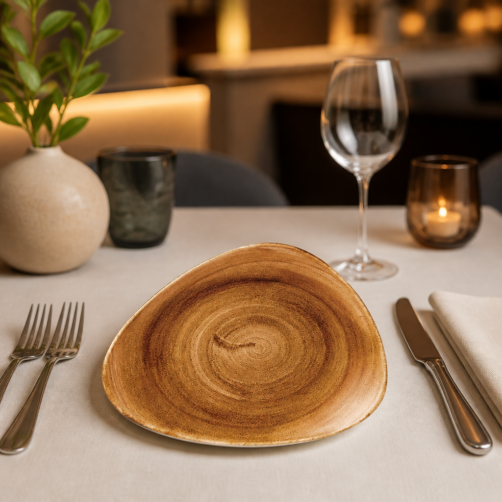 254mm Vintage Copper Commercial Plates for refined dining