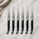 Commercial Serrated Steak Knives Set of 6 Black Handle