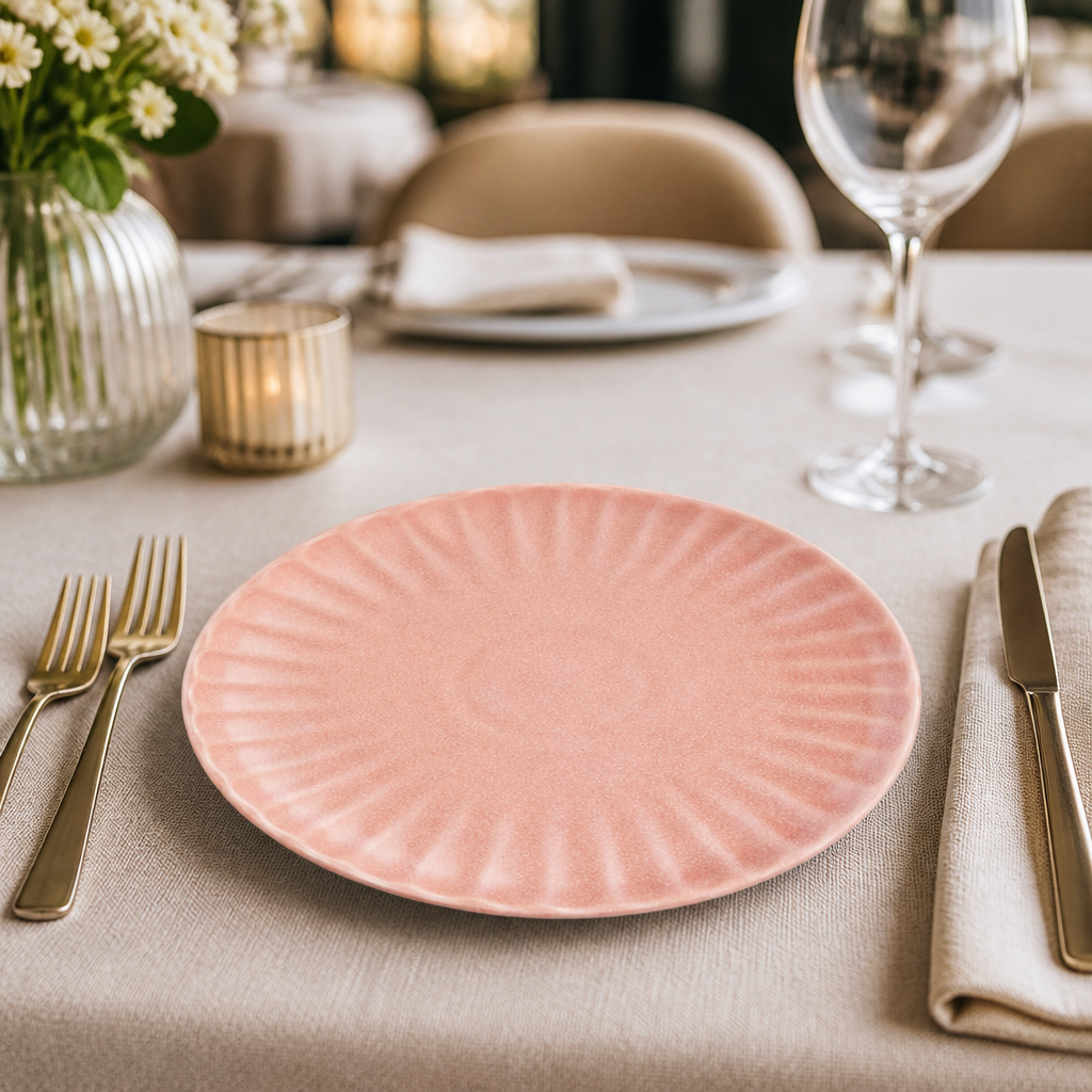 Commercial Porcelain Plates Peach 205mm Stackable 6 Pack
