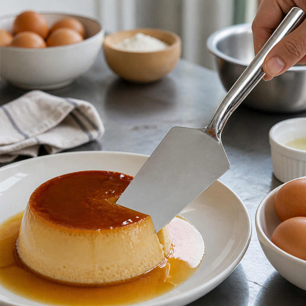 Commercial Stainless Steel Flan Server with Large Head 10 Inch