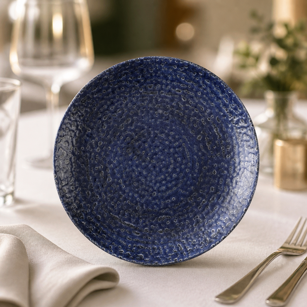 Commercial Coupe Plates 220mm Blue Super Vitrified Ceramic 12 Pack