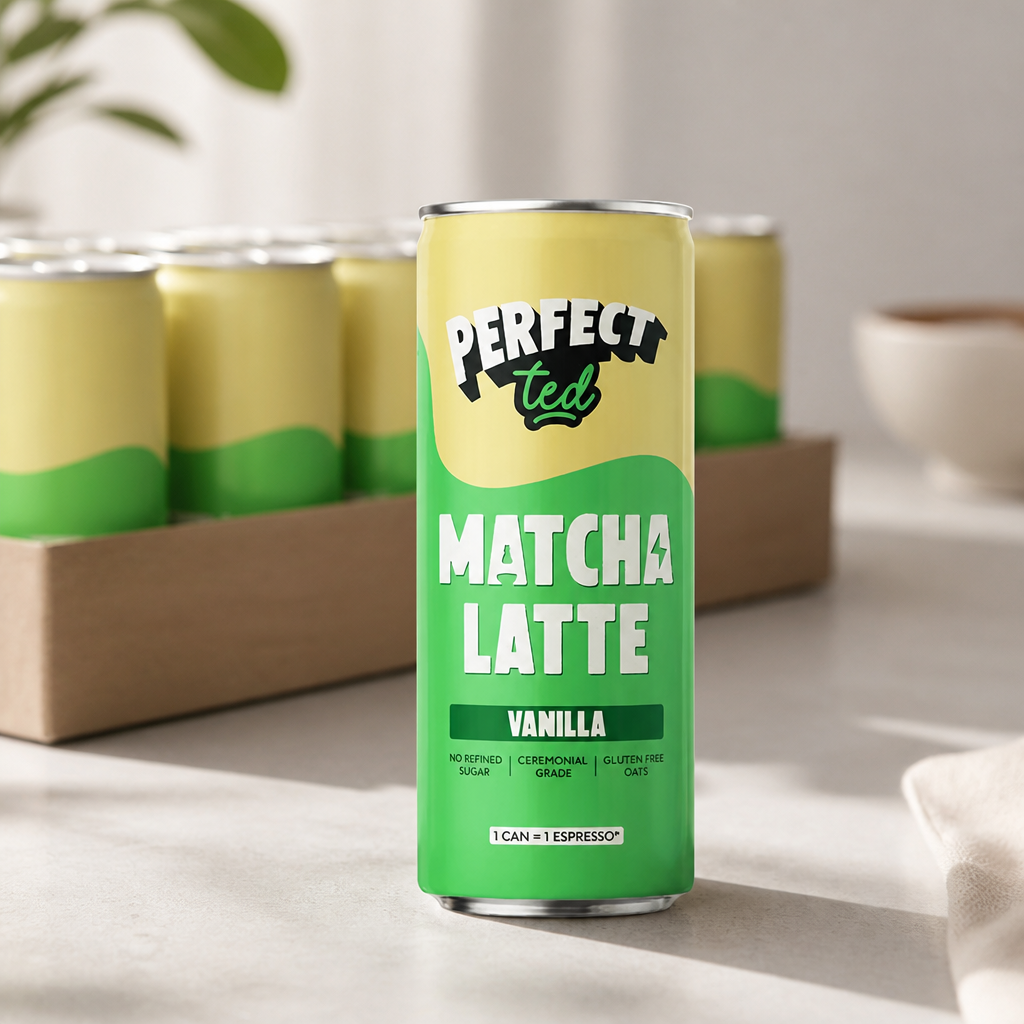 Matcha Latte Vanilla Soft Drink 250ml Slim Can 12 Pack