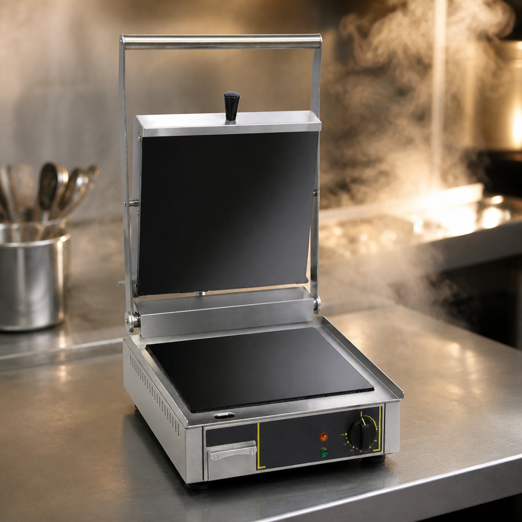 Commercial Single Flat Plate Contact Grill for panini cooking