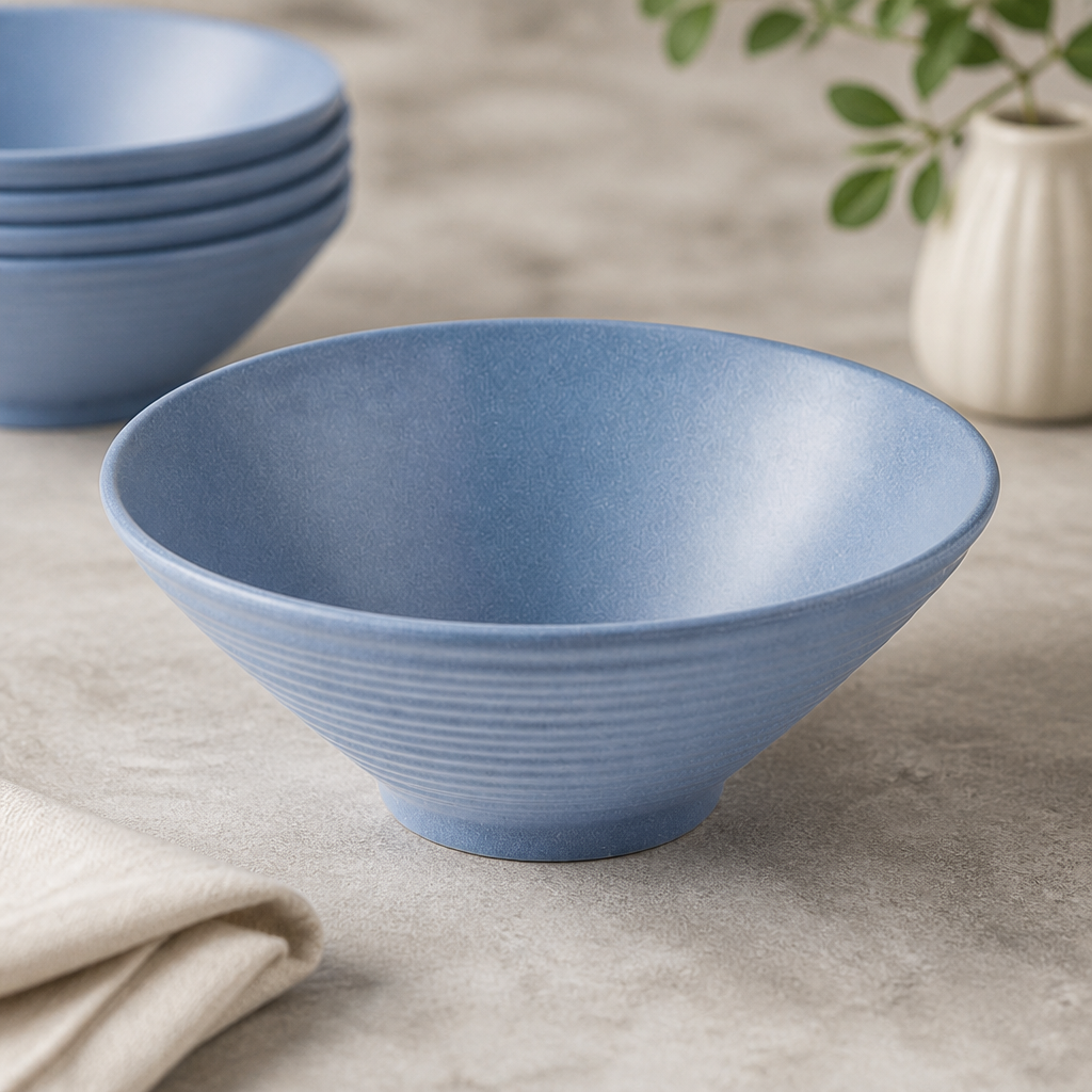 Commercial Melamine Medium Rippled Bowls 1.57 Ltr Oslo Blue