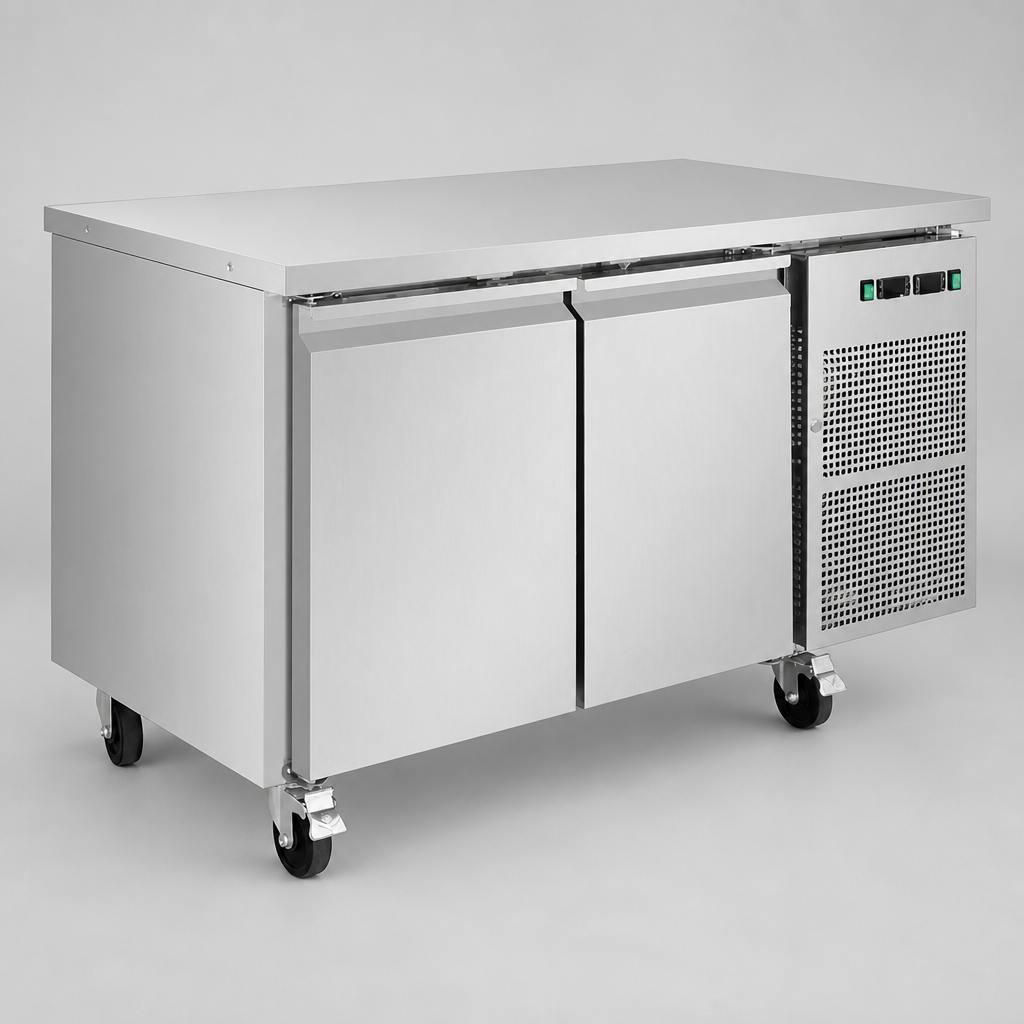 Commercial Double Door Counter Fridge Freezer 124L Capacity