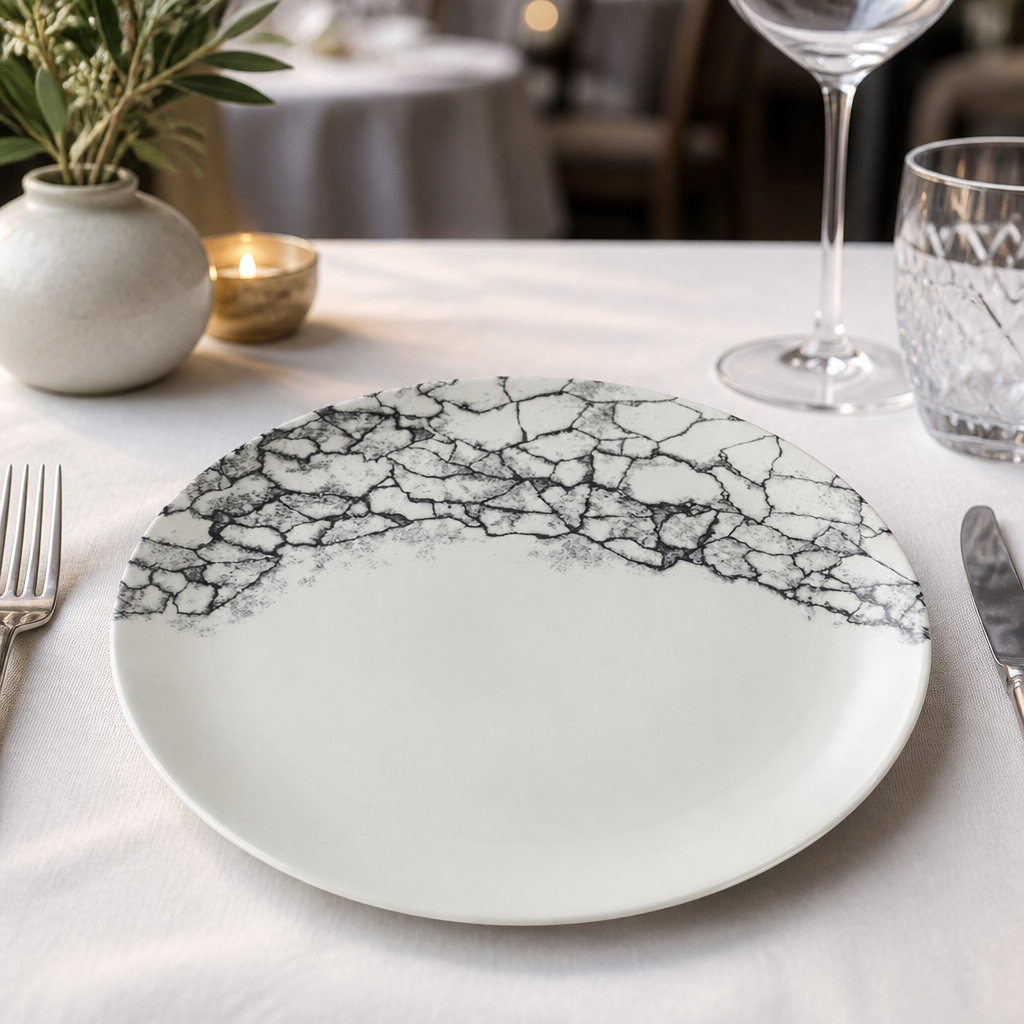 Commercial Kintsugi Coupe Plates 288mm Black 12 Pack