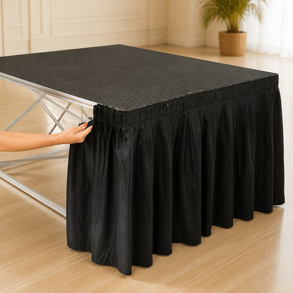 Commercial Staging Valance 430mm Black Fire-Retardant