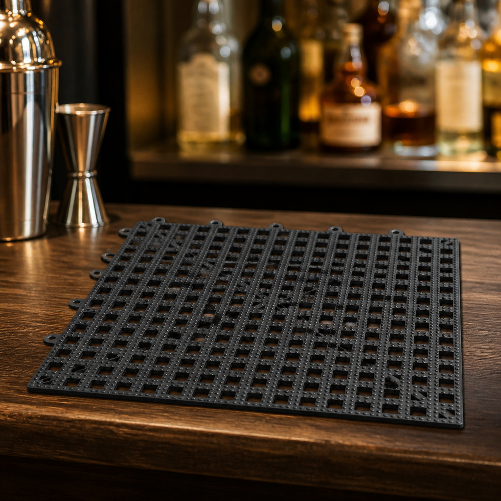Commercial Interlocking Bar Shelf Liner 310mm x 310mm Black