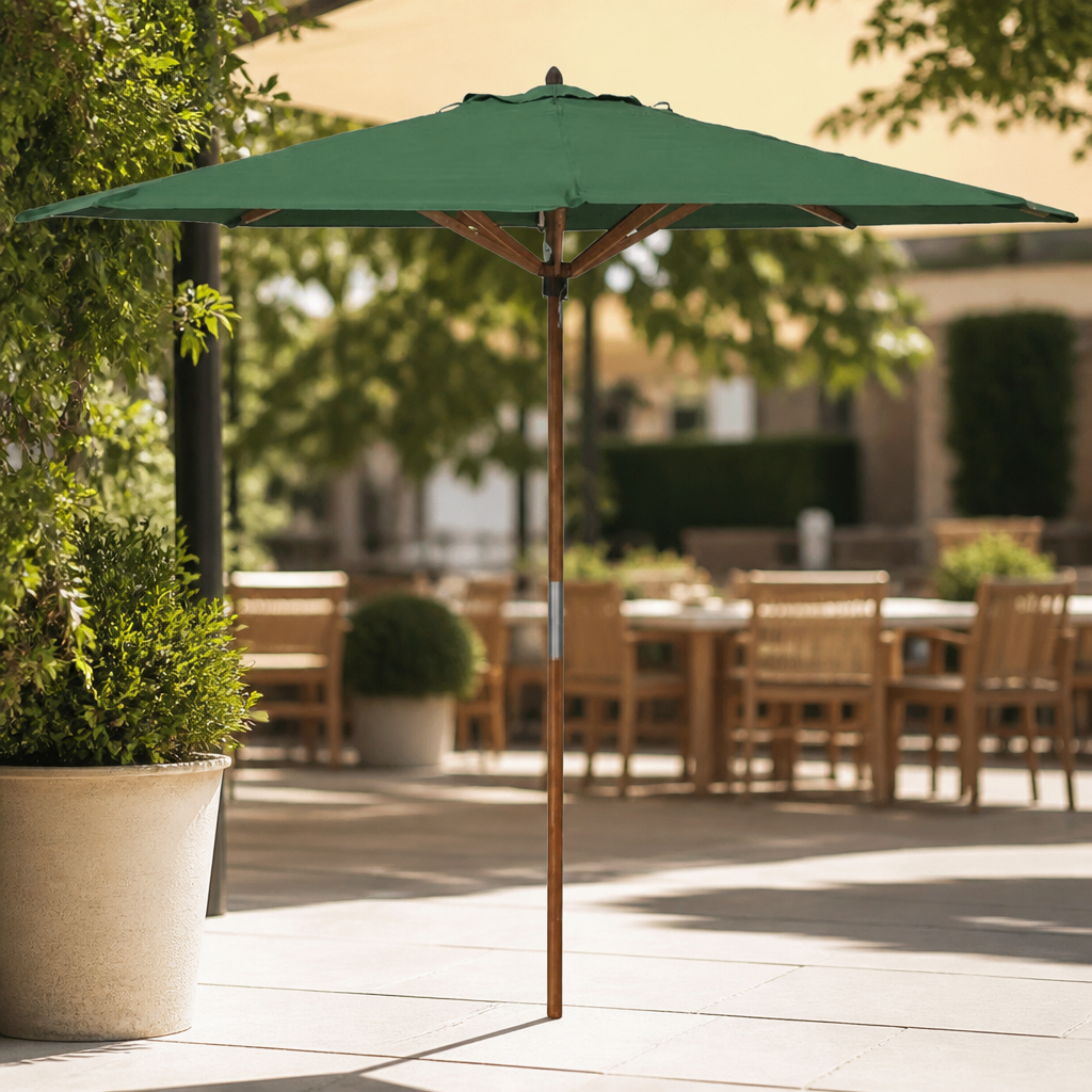 Commercial 2.7m Wooden Parasol with UV-Treated Canopy