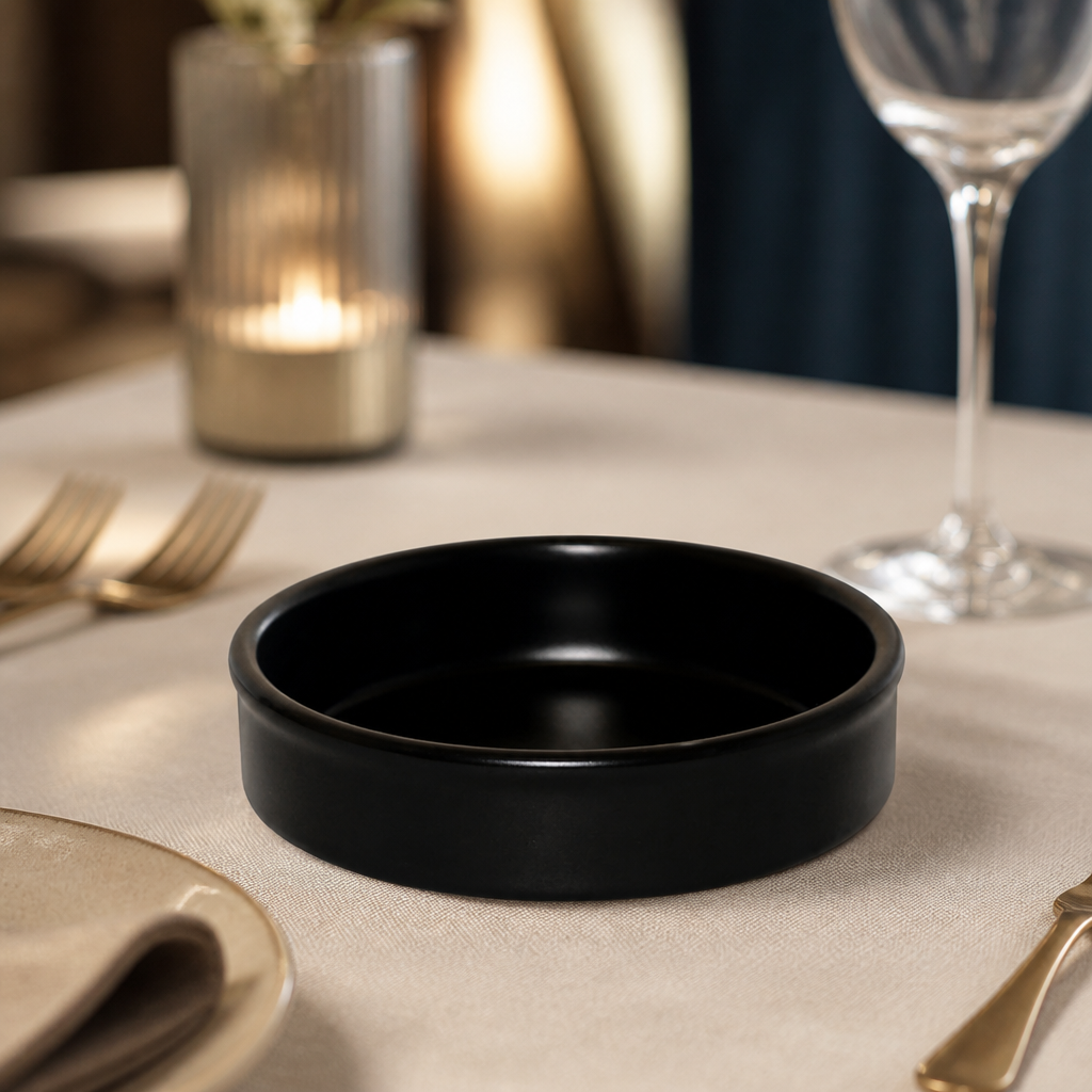 Commercial Stackable Tapas Dishes 102mm Matt Black 6 Pack