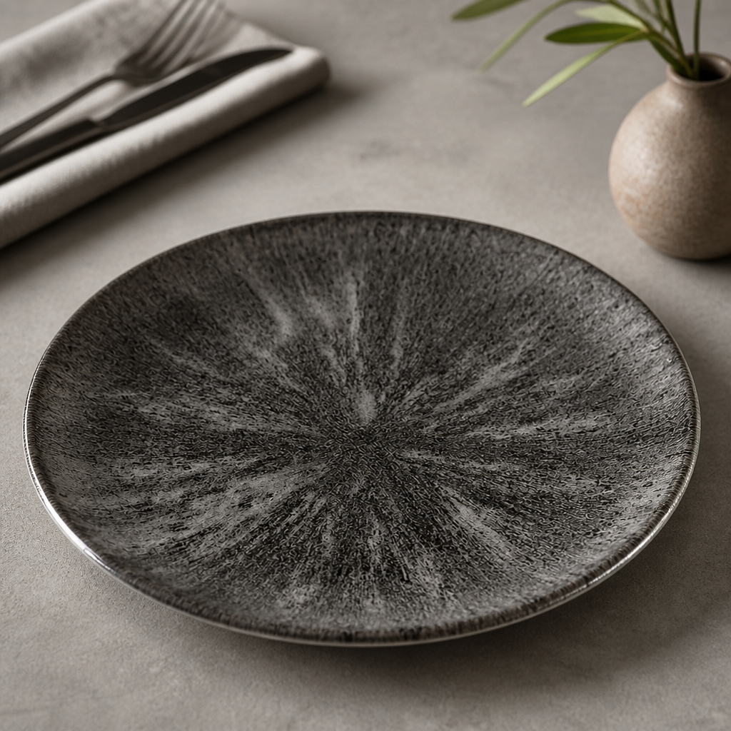 Commercial Stone Coupe Plates 288mm Quartz Black 12 Pack