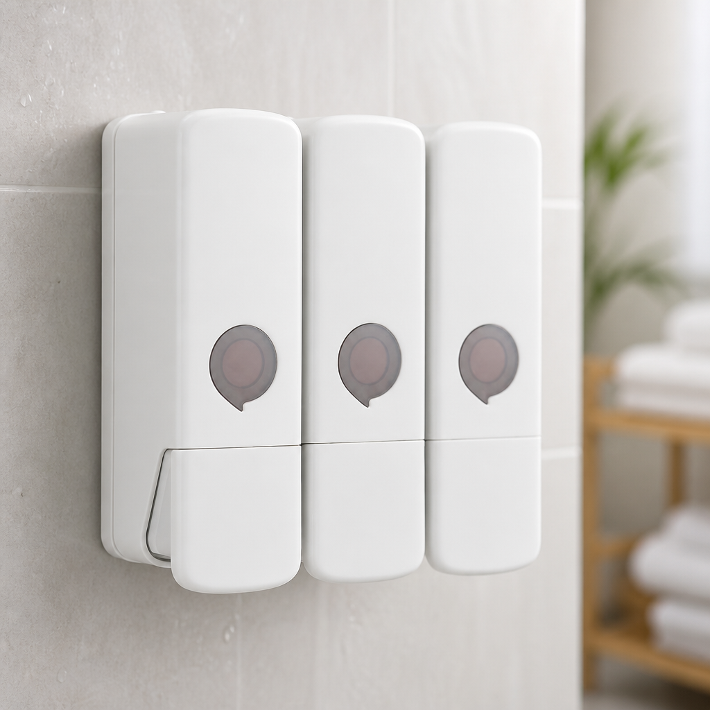 Commercial Triple Shower Dispenser for Body Wash Shampoo Conditioner