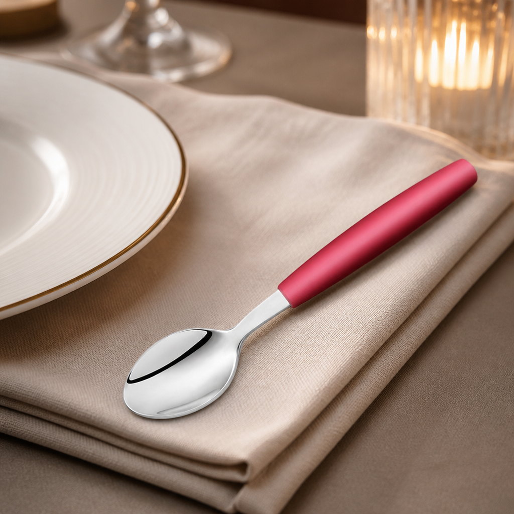 Commercial Dessert Spoons Red 170mm Pack of 12