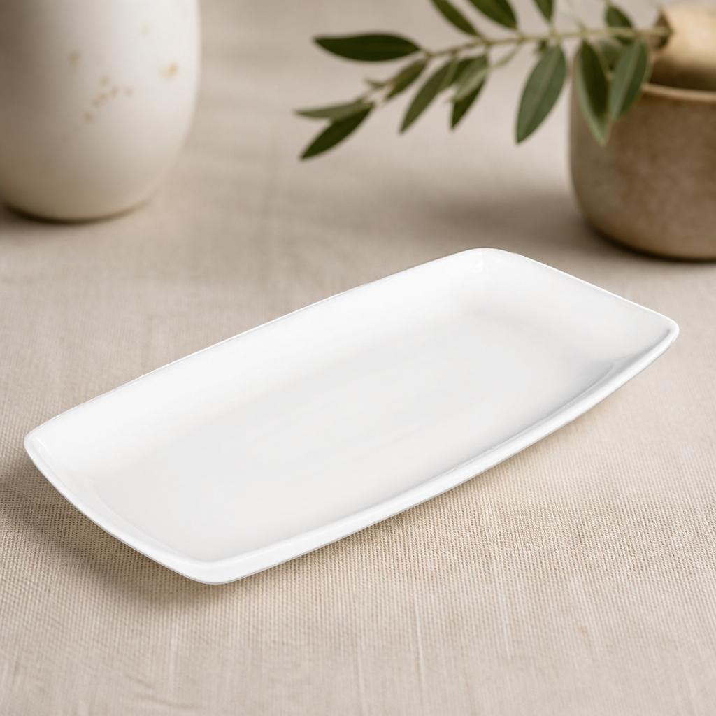 Oblong Porcelain Plates 197x102mm - 12 Pack