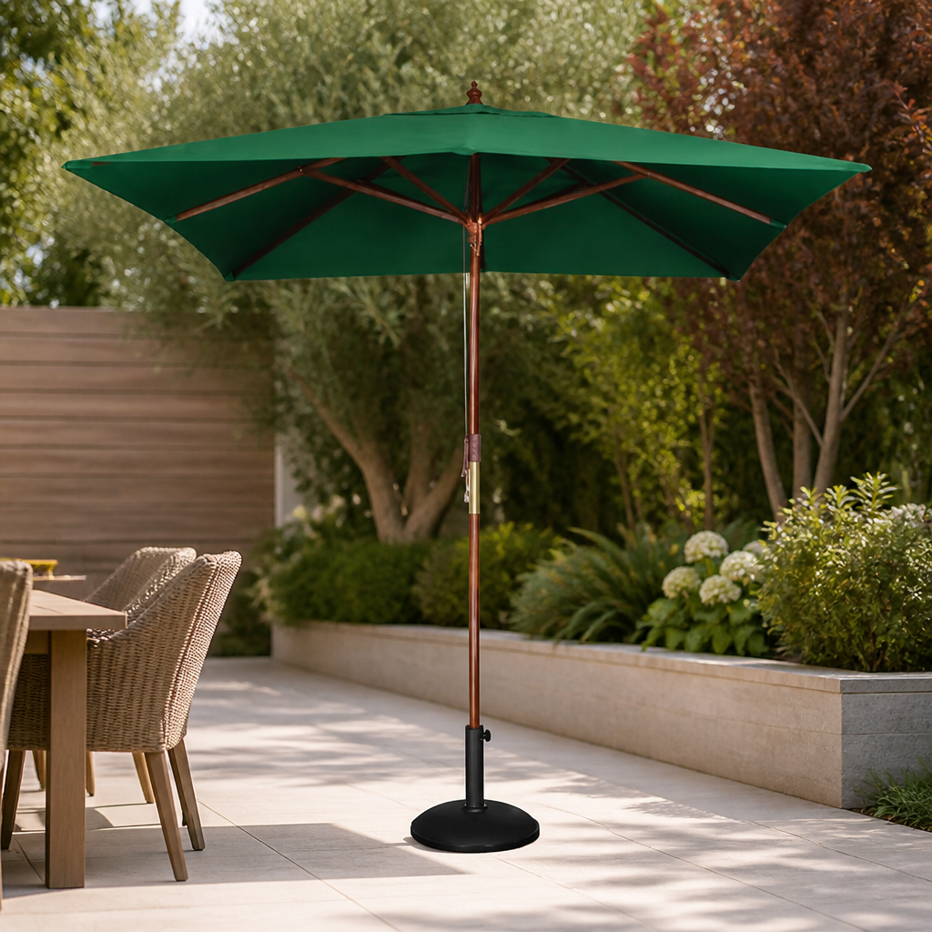 Commercial Double Pulley Parasol 2.5m Diameter Green