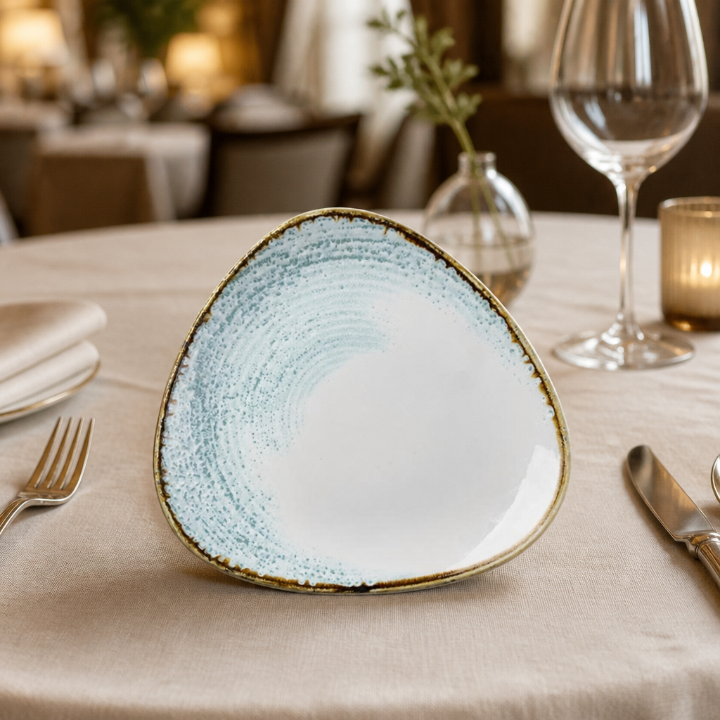 Commercial Triangle Plates 265mm in Aquamarine, 12 pack