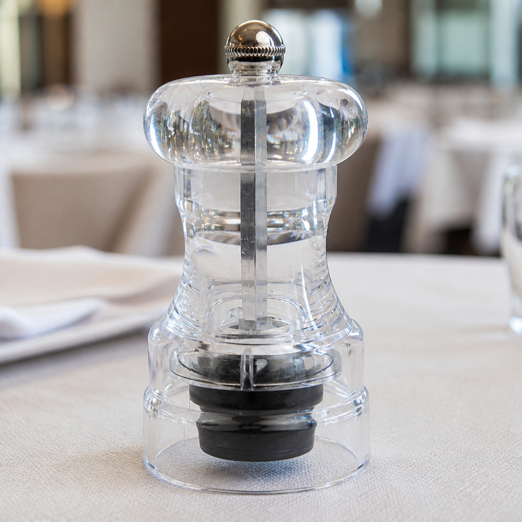 Acrylic Commercial Salt and Pepper Mill 102mm Clear Finish
