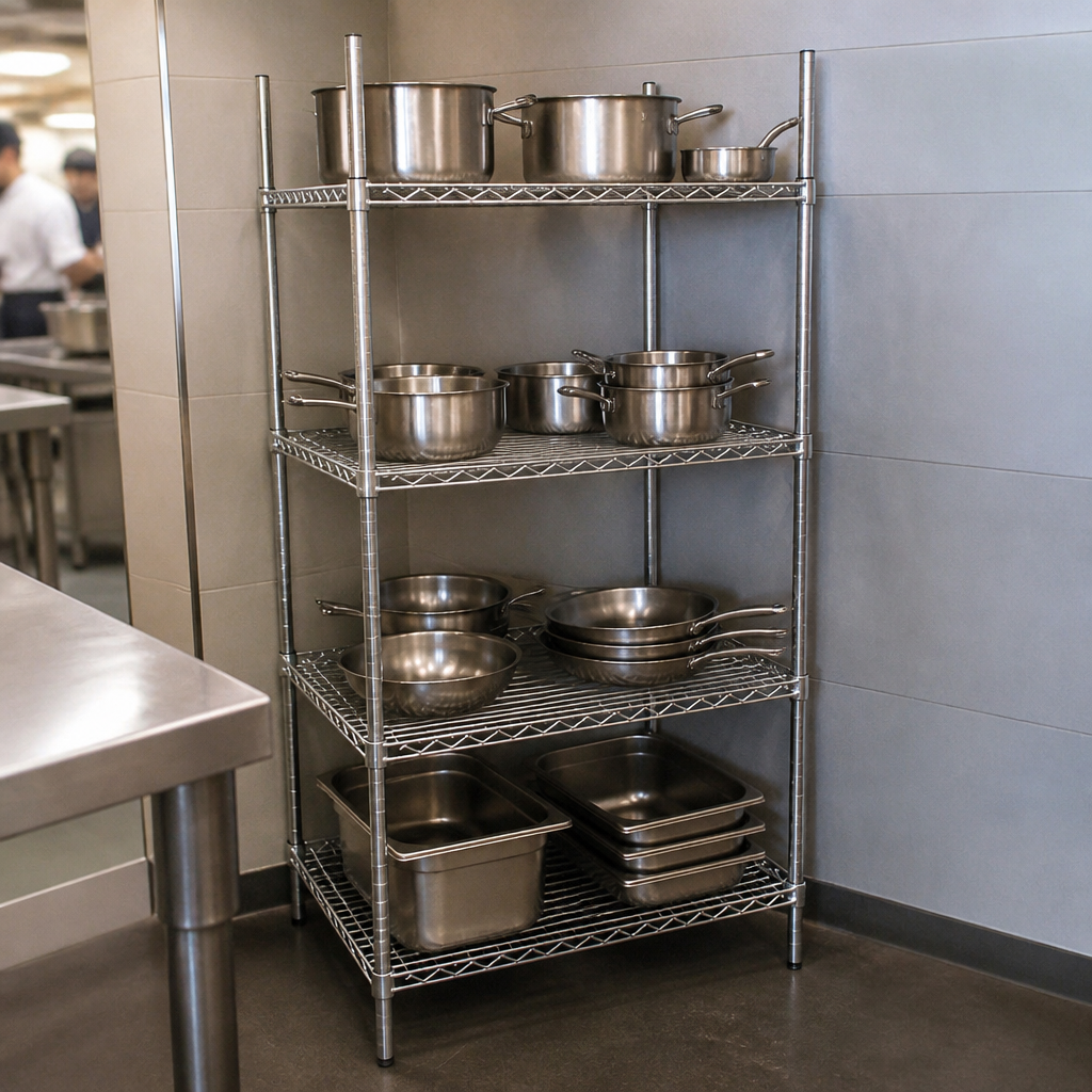 Commercial 4 Tier Wire Shelving Unit 1830x915x610mm