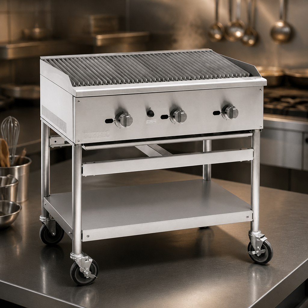 Commercial Freestanding Gas Chargrill 900mm with Cast Iron Grate