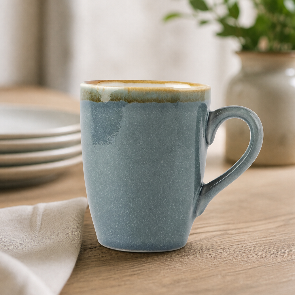 Commercial Porcelain Mugs 340ml Reactive Glaze 6 Pack