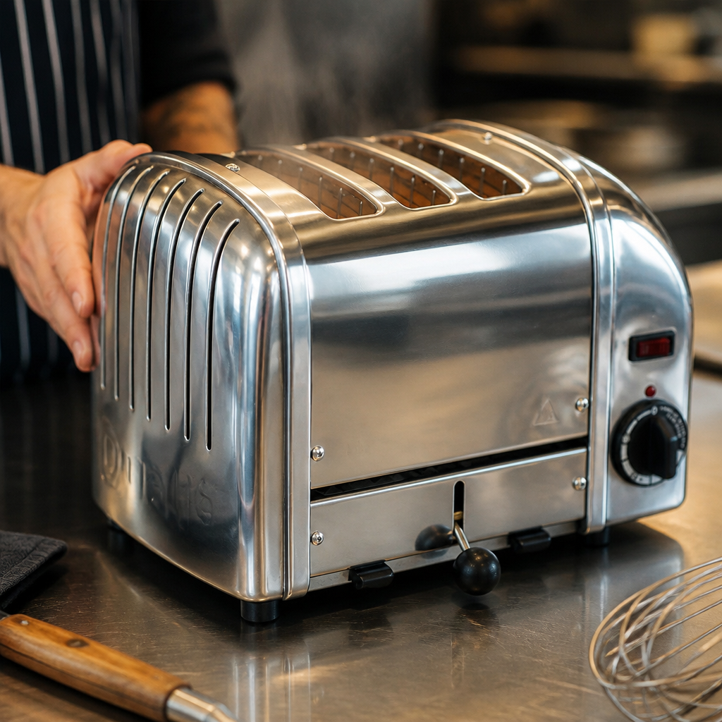Commercial 3 Slice Vario Toaster with polished finish