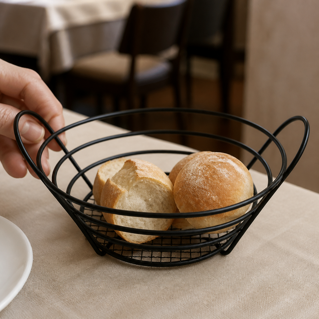 Commercial Bread Basket With Handles 203mm rustic presentation