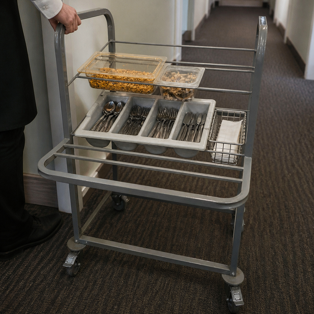 Commercial Cutlery and Tray Dispense Trolley for 100 trays