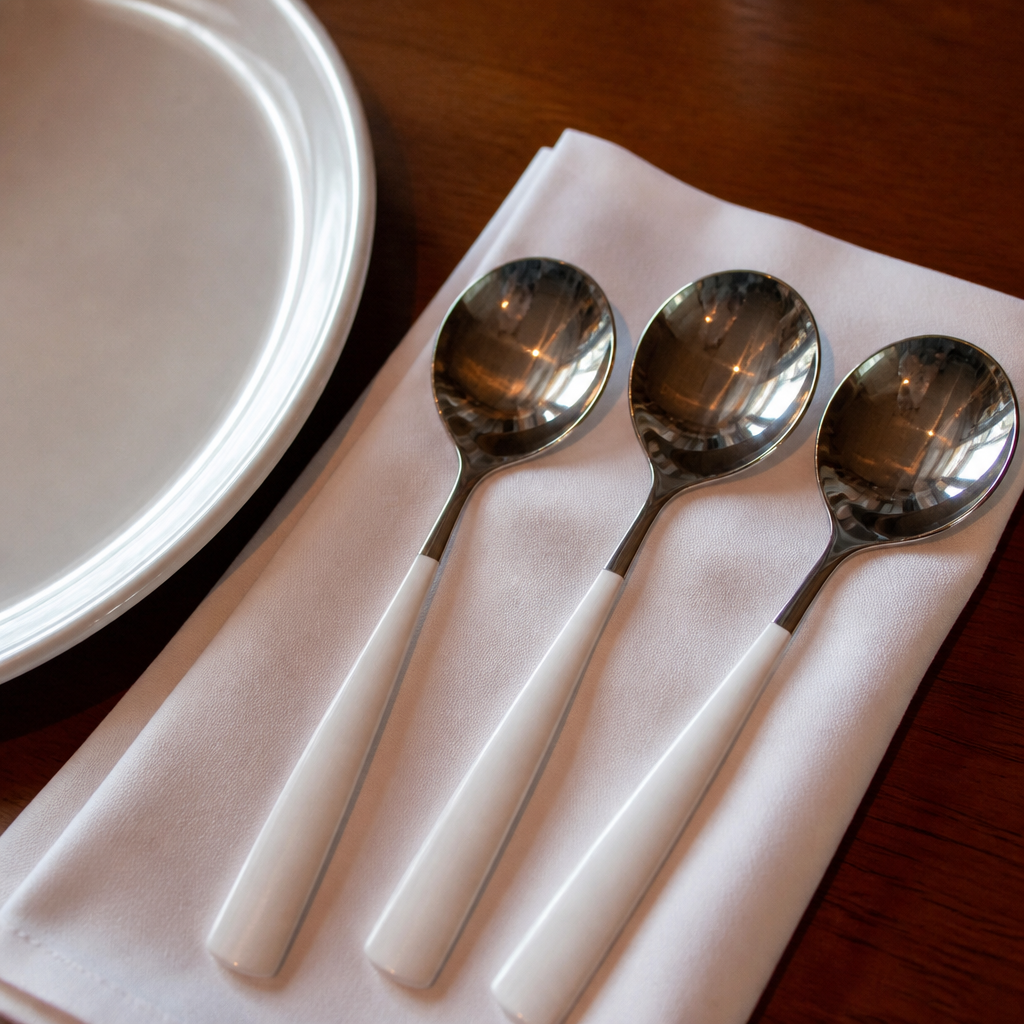 Commercial stainless steel soup spoons 12 pack heavy duty