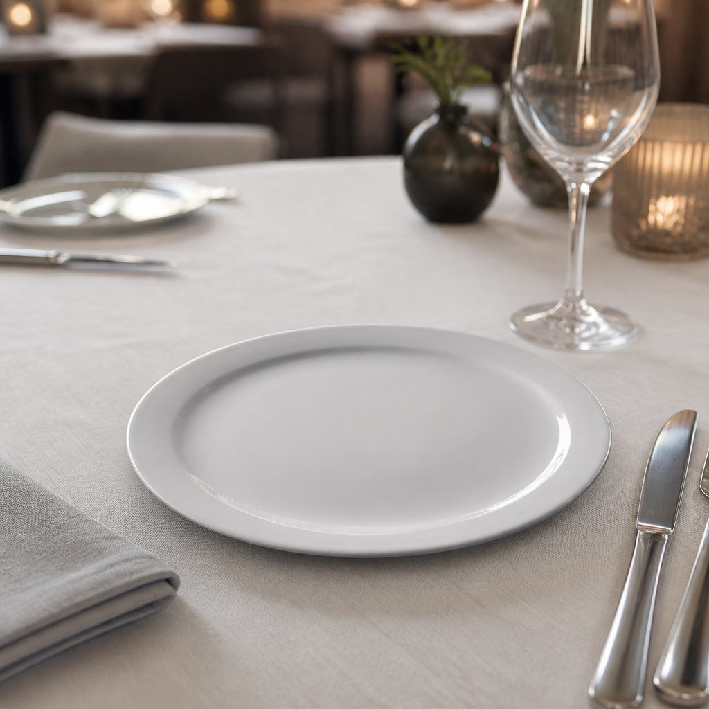 Commercial narrow rimmed plates 226mm pack of 12 porcelain