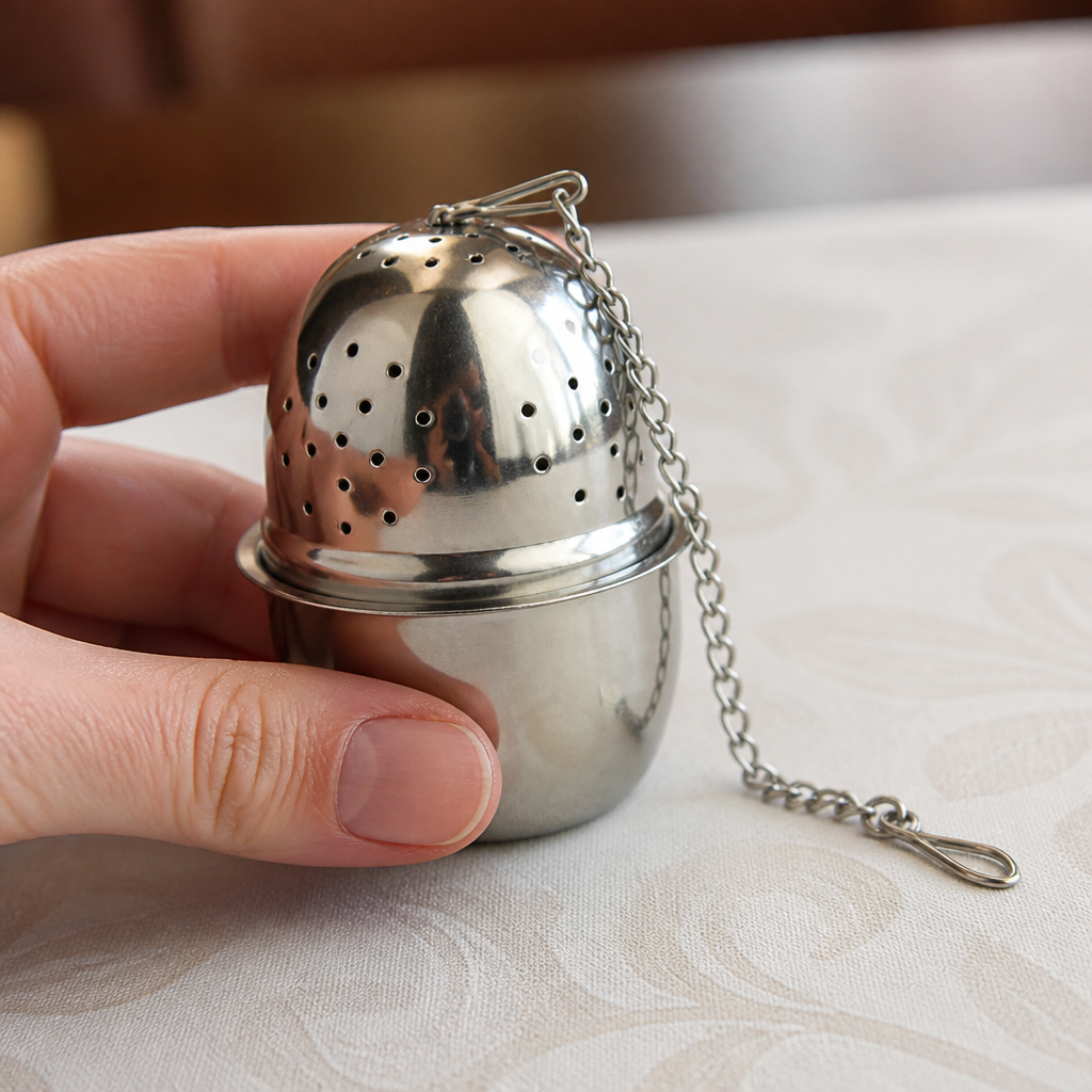 Commercial Stainless Steel Tea Strainer with Chain and Hook
