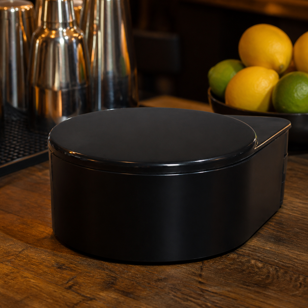 3 Tier Black Glass Rimmer for cocktail preparation